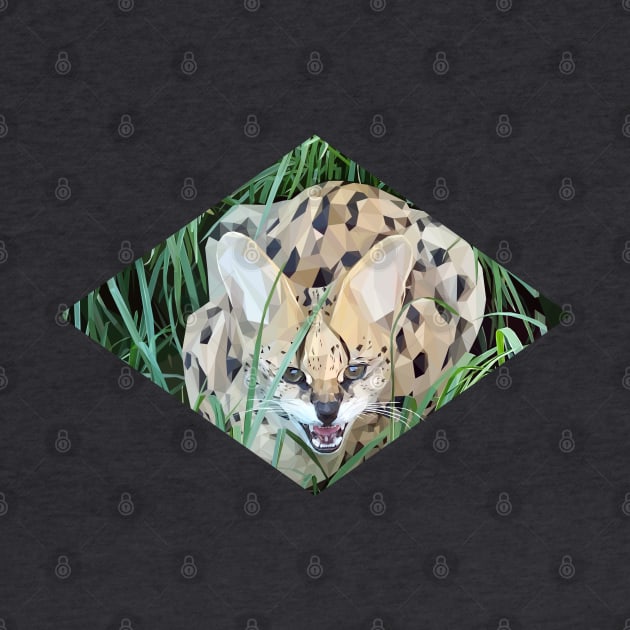 Low Poly Snarling Serval by ErinFCampbell
